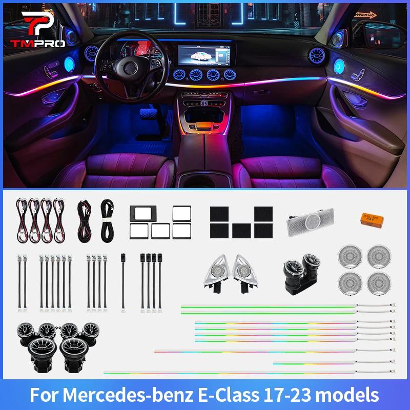 

64 Colors LED Ambient Lighting For Mercedes-Benz W213 E-Class Coupe AMG E43 E53 E250 2017-2023 Automotive Interior Decoration