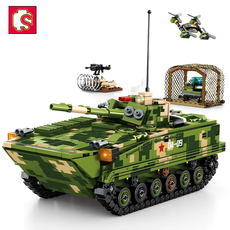 

744PCS MOC building block military tracked armored vehicle ZBD-04 tank model children's assembly toy boy gift