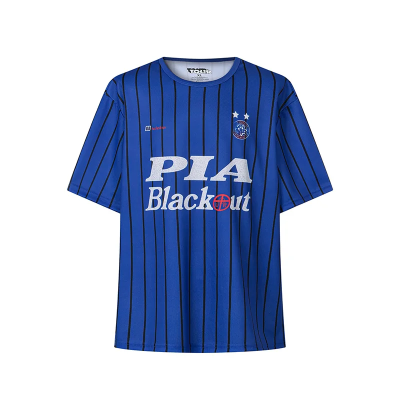 Classic Blue Striped Cactus Jack Football Jersey Tee Best Quality Breathable Oversized Mesh T-Shirt For Men Women