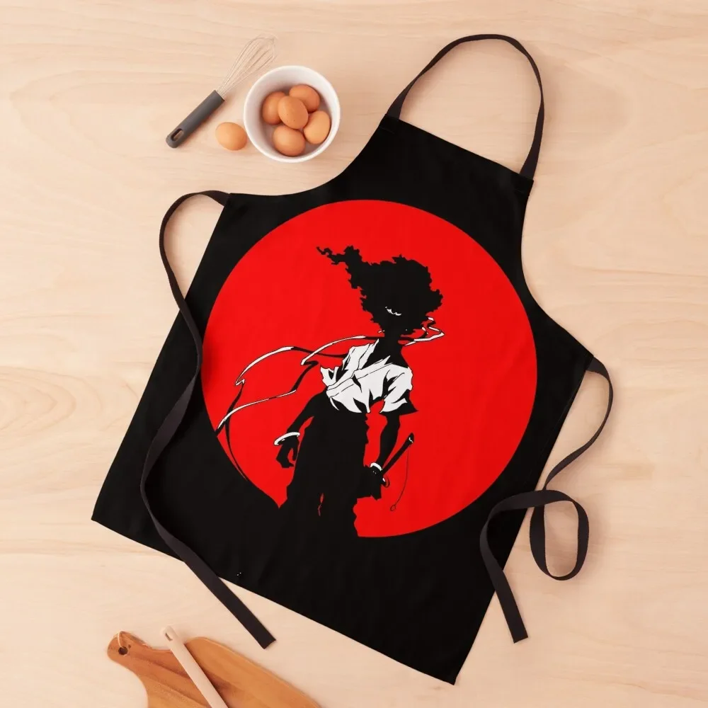 

Black Samurai No 2 in Red Moon Apron Children'S painters cook wear Women Kitchen'S Apron