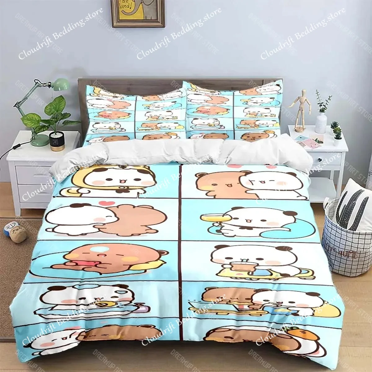 Girl Boys Gift Exquisite Cartoon B-bubu Wallpaper Anime Digital Printing Bedding Set Duvet Cover Comforter Bed Youth Kids