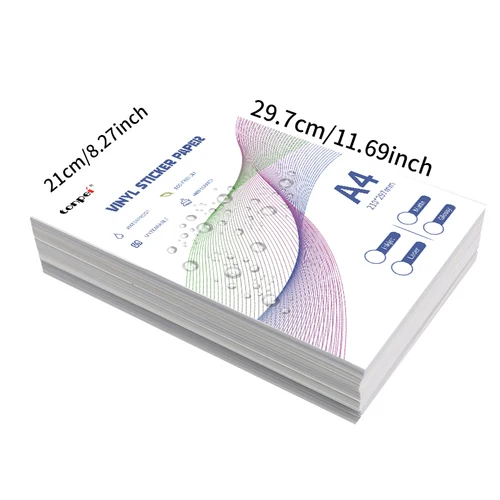 Imagen 2 del producto Venta al por mayor, papel adhesivo de vinilo autoadhesivo A4, impermeable, resistente a desgarros, etiqueta adhesiva a prueba de arañazos para impresora de inyección de tinta