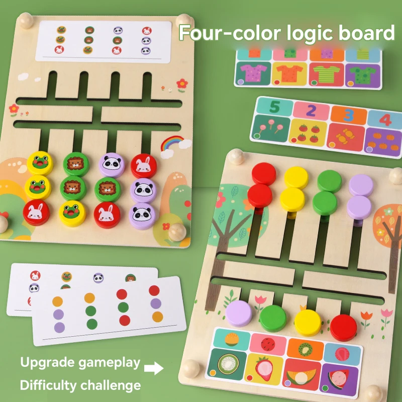 

Wooden Montessori Colors Cognitive Matching Game Logical Thinking Training Early Learning Educational Toys For Children Kids