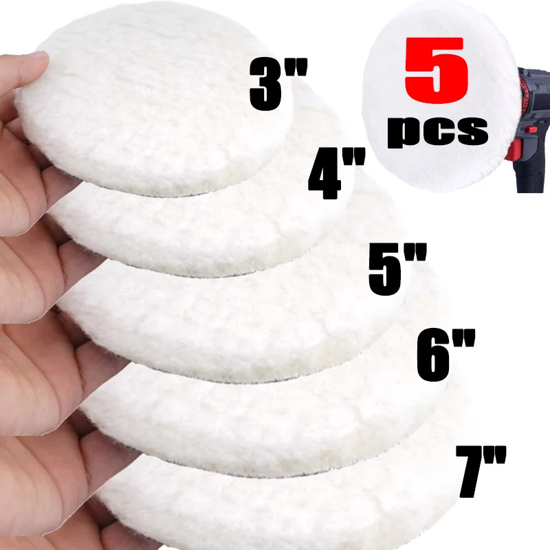 5 Sizes 75-180mm Wool Polishing Disc Car Waxing Polishing Buffing Car Paint Care Polisher Pads Auto Washing Accessories