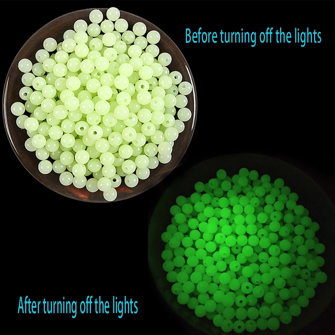 100PCS Night Glow Beads Glowing Space Beans Handmade Fluorescent Bracelet Necklace Accessories Fishing Round Night Glow Beads