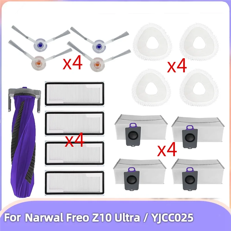 

ABDJ-Fit For Narwal Freo Z10 Ultra Z10 / YJCC025 Vacuum Parts Main Roller Side Brush Cover Dust Bag