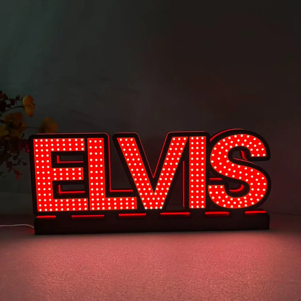 

Elvis Pinball Topper 3D Printed Led Light Box Arcade Game Lightbox Perfect for Game Room or Pinball Machine