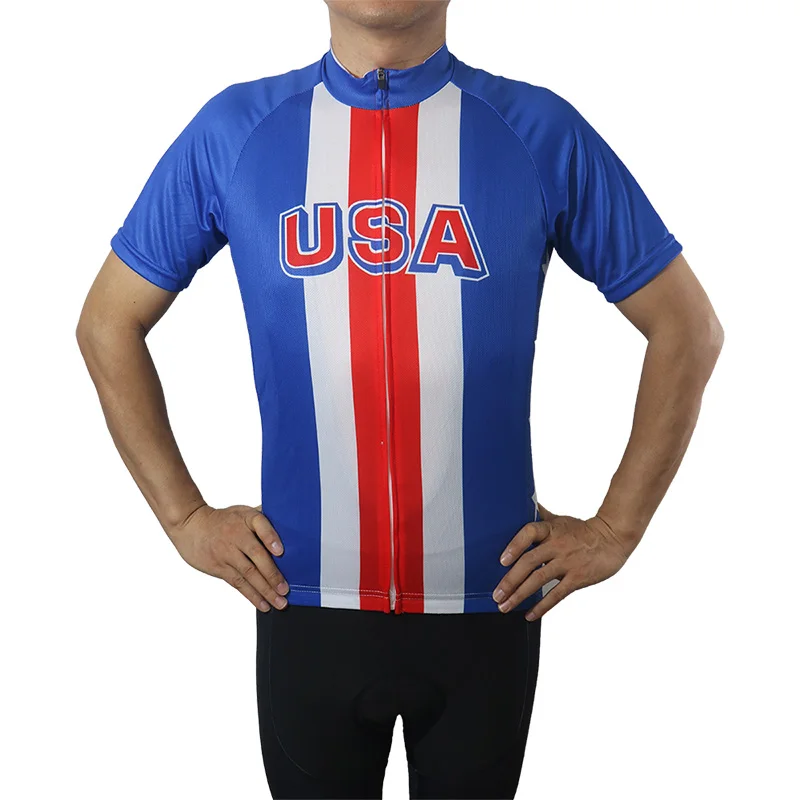 

USA Bicycle Short Sleeve Jersey, Cycling Coat, Road Bike Shirt, Motocross Top Wear, Uniform Clothing, Breathe Defined Clothing