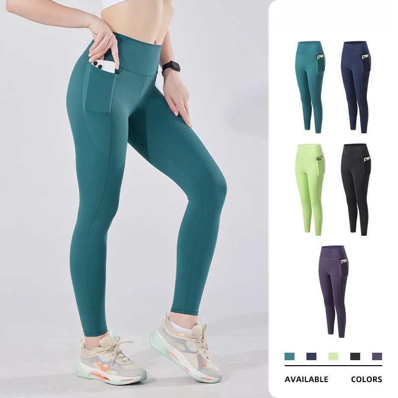 Summer Cool Touch Teal Women's Running Tights with High Waist Design Tummy Control Butt Lifting Seamless Yoga Compression Pants
