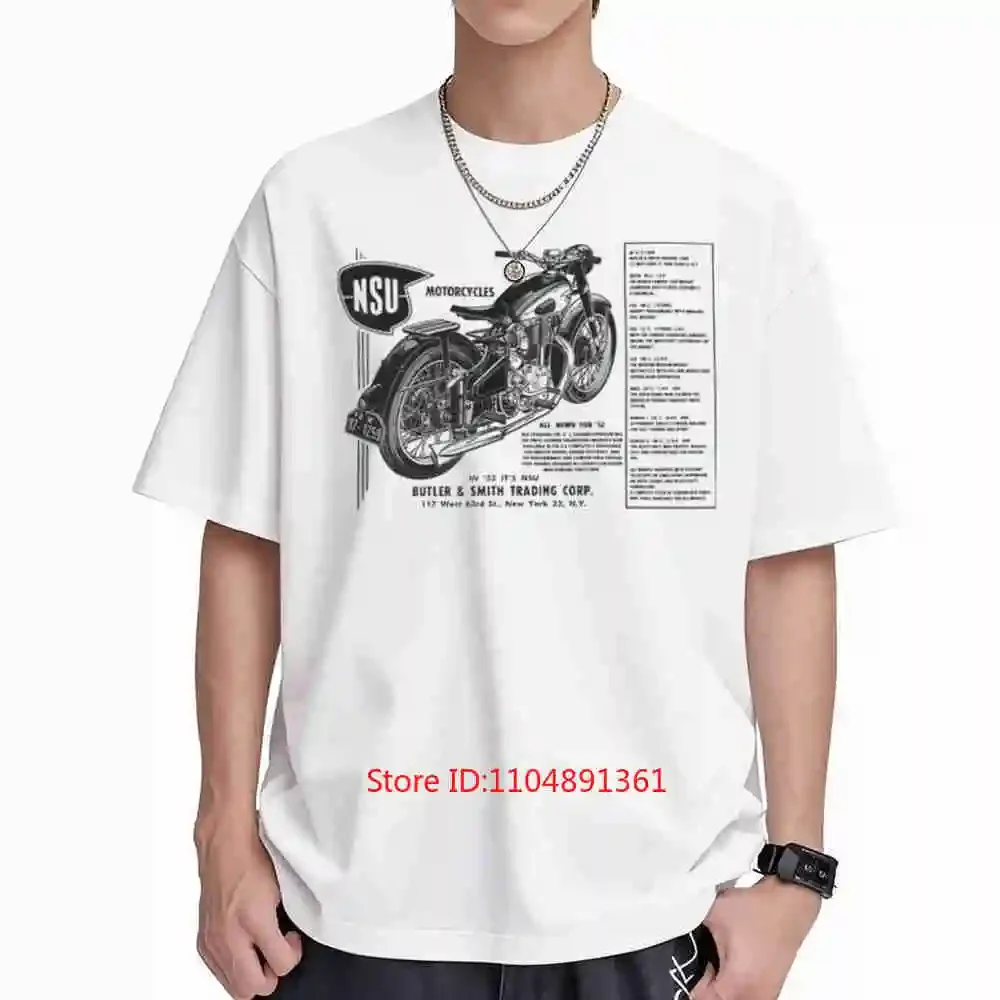 NSU Butler Smith Motorcycle Vintage Short Sleeve Tee 100% Cotton T-Shirt