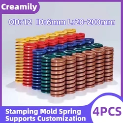 Creamily 4PCS Die Mold Spring Stamping Alloy Steel Compression Springs Outer Dia 12mm Inside Dia 6mm Length 20-200mm