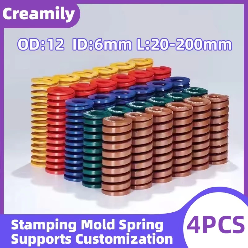Creamily 4PCS Die Mold Spring Stamping Alloy Steel Compression Springs Outer Dia 12mm Inside Dia 6mm Length 20-200mm