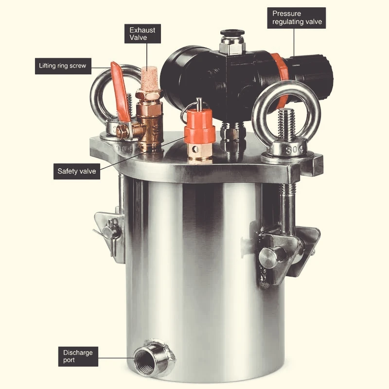 1L  Pressure Tank, Pneumatic Pressure Bucket with Clamp Lid, Glue and Liquid Storage Pressure Vessel for Dispensing Work