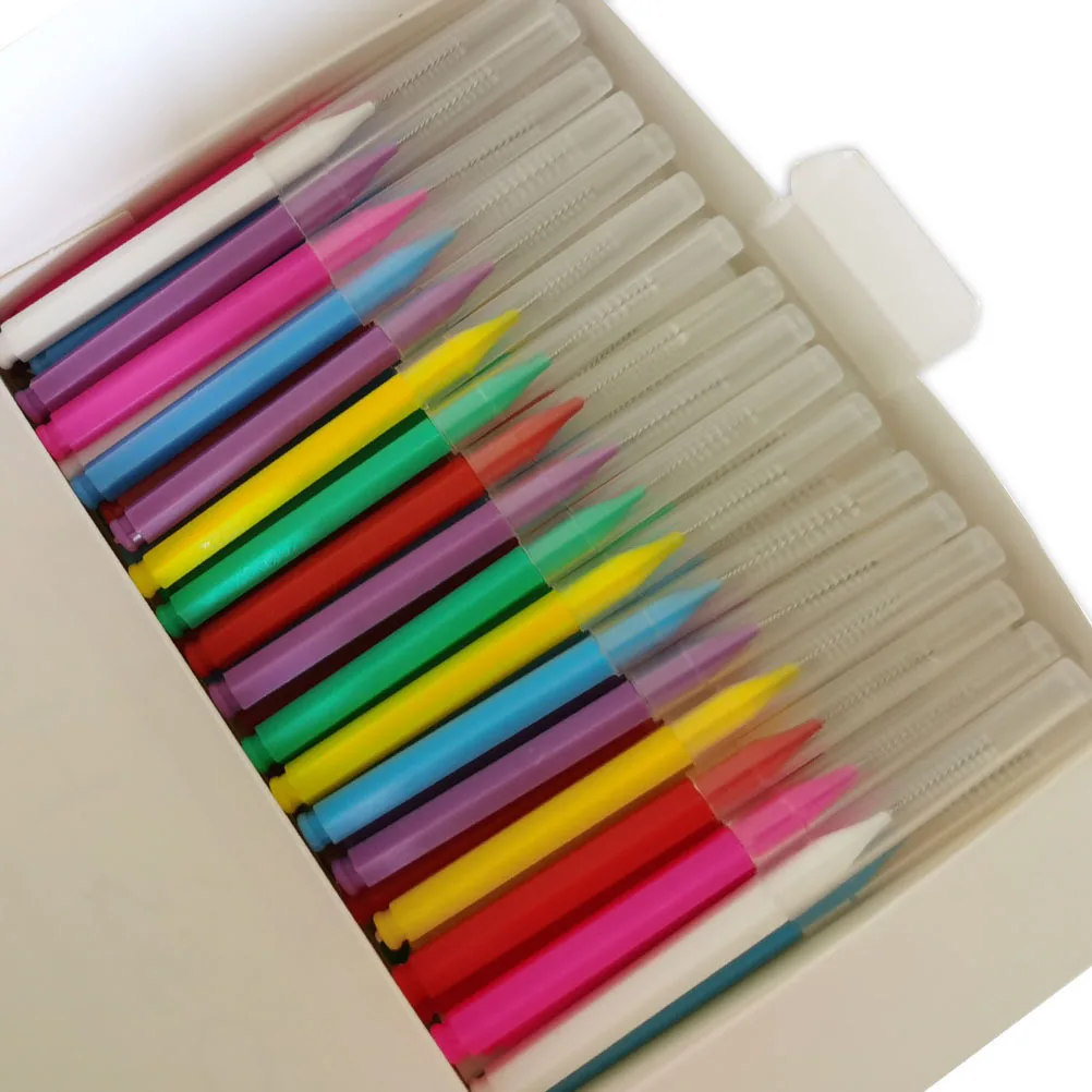 80개입 치간칫솔 휴대용 치아 세정 도구 구강 관리 교정기용 치실 잇몸염 충치 예방 치아 틈