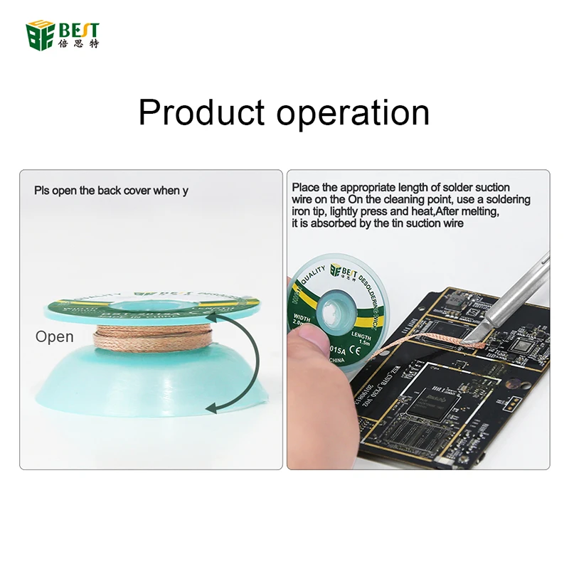 Imagem -05 - Desoldering Trança Removedor de Solda Otário Fluxo Pavio Fio Ferramenta Reparo do Fio para Ferro Eletrônico Pcb Repair Bst2023a Peças