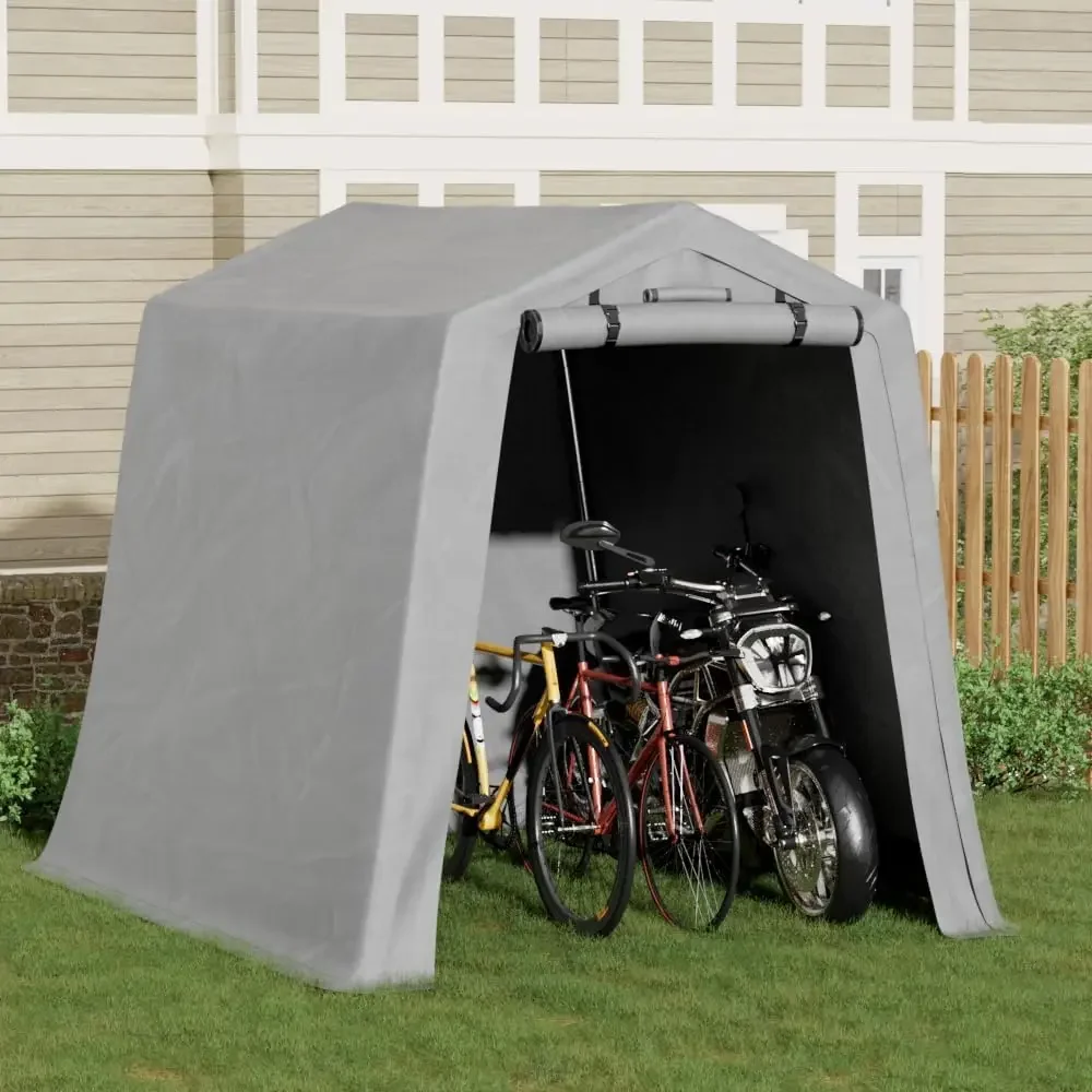 Abri de Rangement Portable de 6x6 Pieds pour Vélo et Moto, Abri d'Extérieur avec Porte à Fermeture Éclair Enroulable