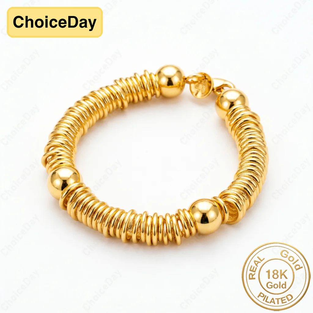 18K Gold Plated Delicate Multi-Ring Bead Bracelet for Men and Women - Fashionable Wedding Jewelry and Gifts