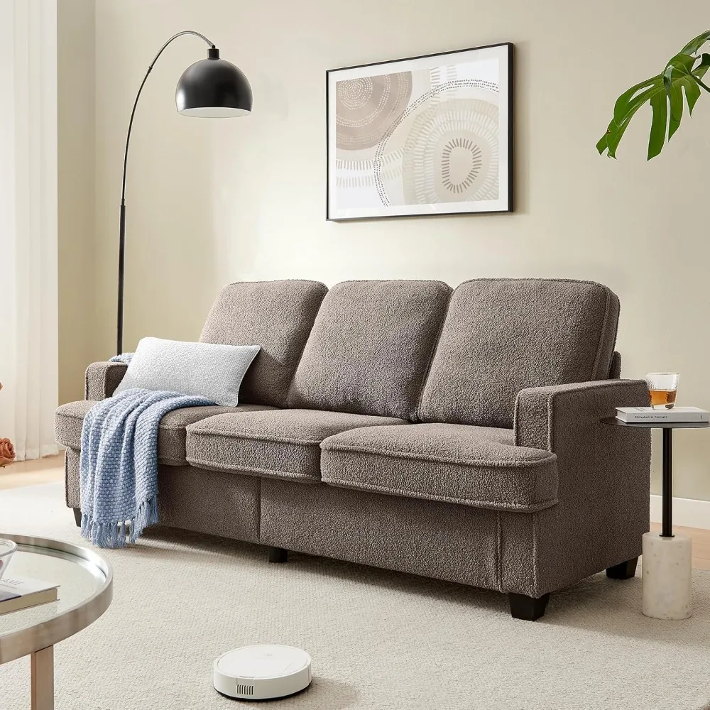 

Couches for Living Room, 82” Cozy Teddy Fleece Couch Sofa for Living Room/Bedroom/Office/Apartment, Sofa Bed for Small Spaces