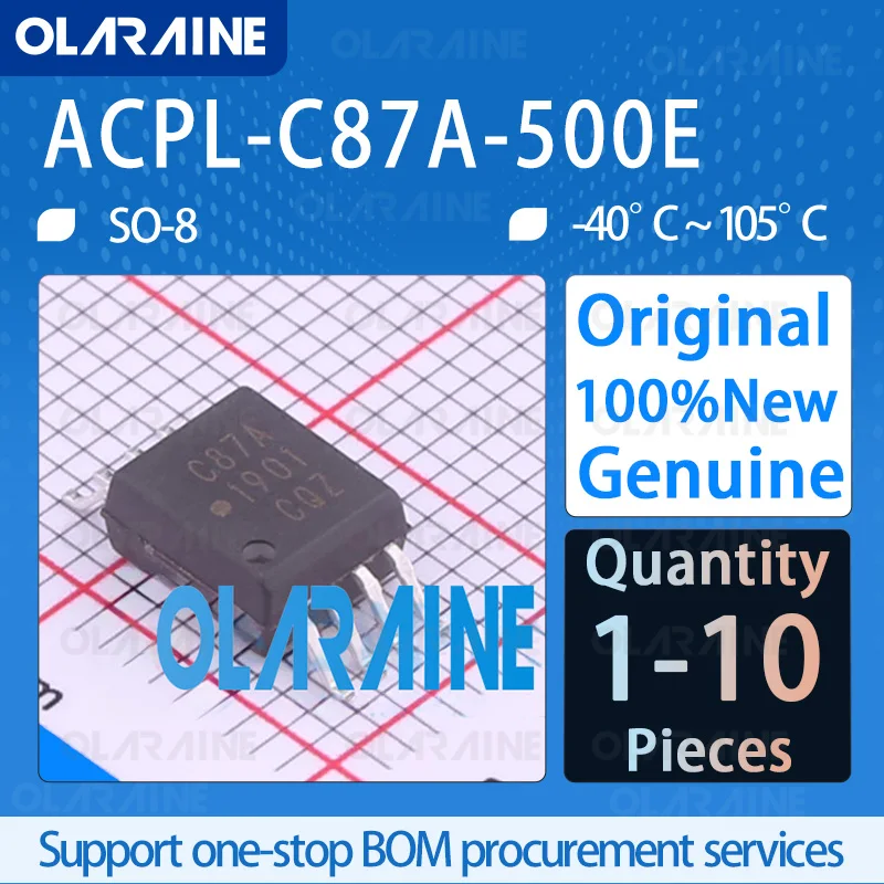 

1/5/10Pcs OriginalACPL-C87A-500E Opto-isolated amplifiers 1 Channel If 230 mA Bandwidth 100 kHz Vos 9.9 mV