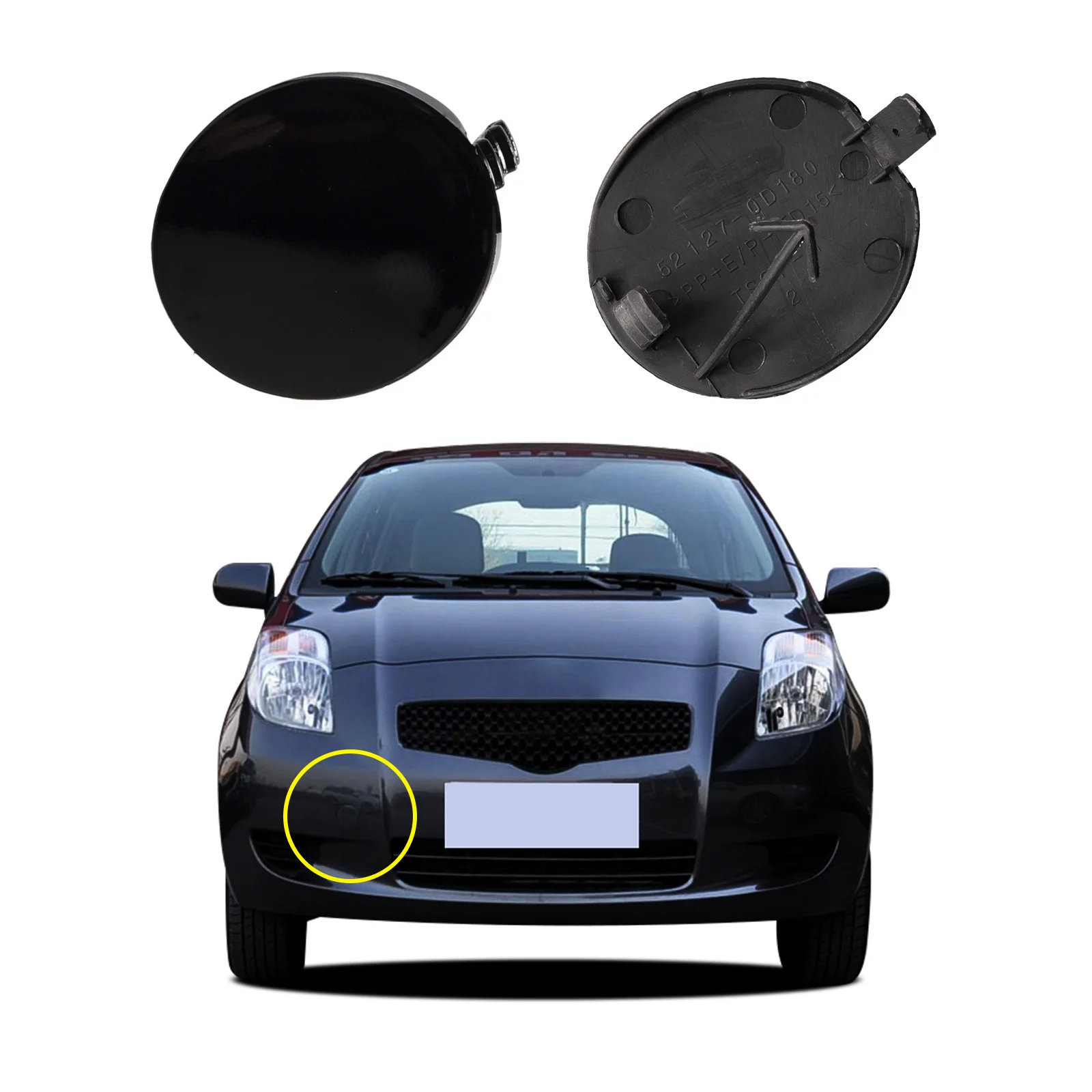 Front Bumper Tow Hook Cap Towing Eye Cover For Toyota Yaris 4Door Sedan 2006 2007 2008 52127-0D908 Trailer Cover Car Accessories