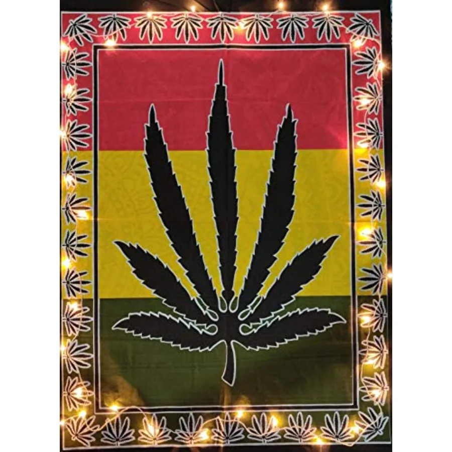 ICC Weed Tapestry Marijuana Wall Hanging leaf Poster Cannabis Hippie Decor Pot Flag Collage Dorm Trippy Bohemian Art psychedeli