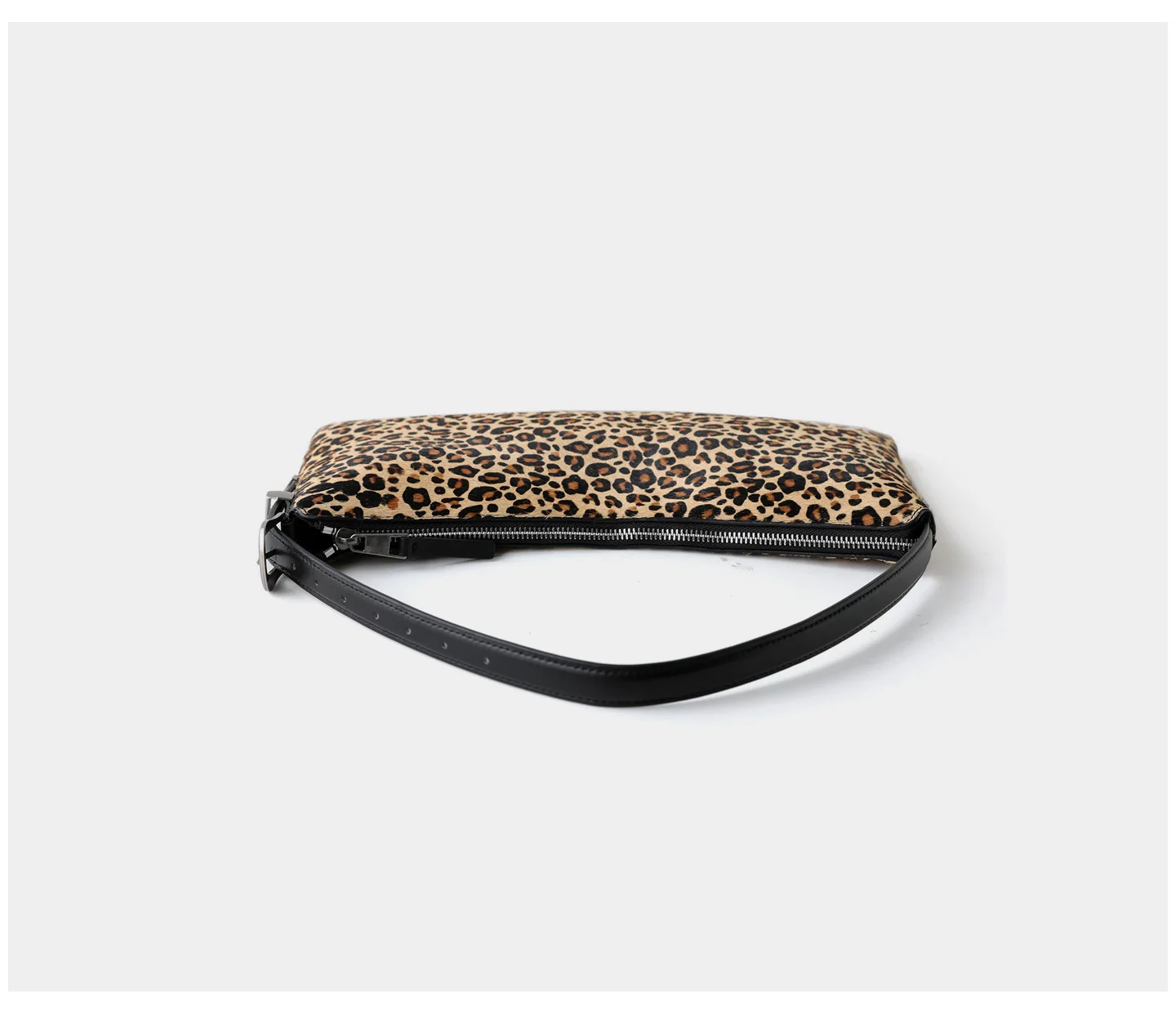 Unique Creativity Design Cow Print and Leopard Fur Armpit Shoulder Bag Thin Real Horsehair Leather Women Handbag
