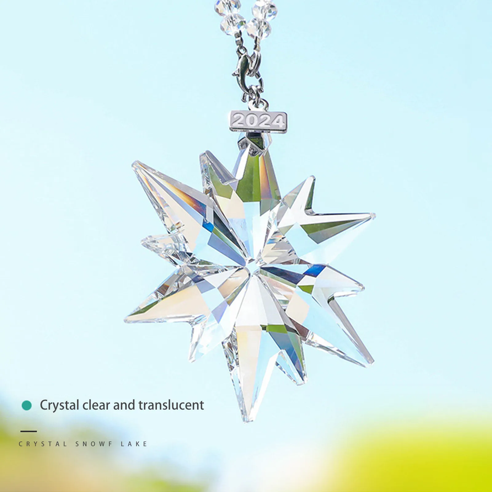 ثلاثية الأبعاد عيد الميلاد كريستال ندفة الثلج ستار الحلي شجرة عيد الميلاد قلادة حلية ديكور السيارة معلقة الديكور مهرجان هدية