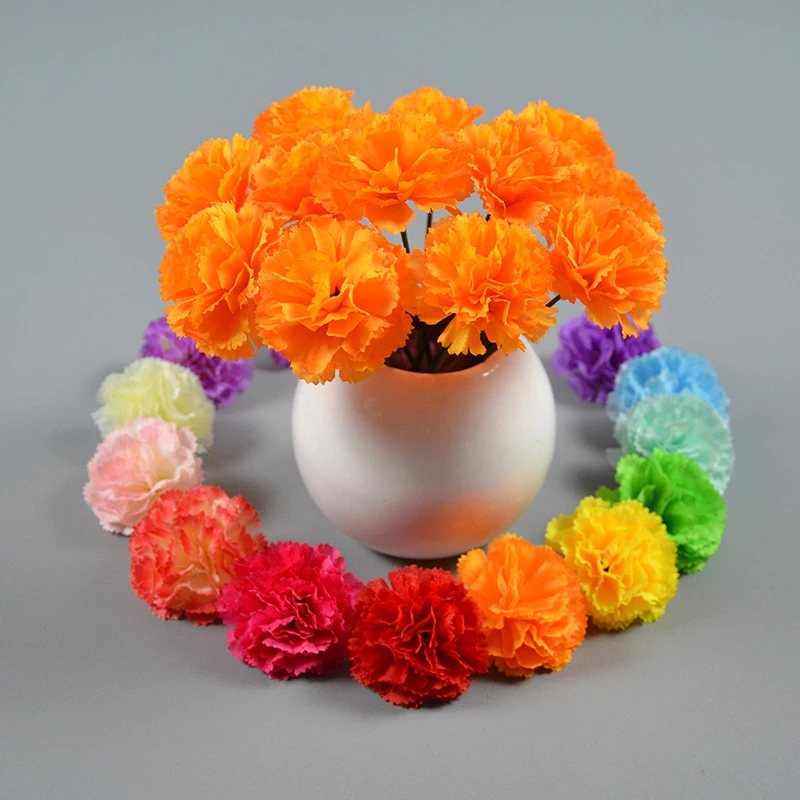 10Pcs Marigold Flower Heads Bulk, Silk Mexican Flowers For Diwali Home Decor Wedding Party Decor Halloween Decor Indian Pooja