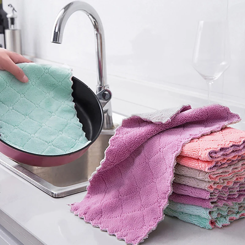 Paquete  10 Toallas  Microfibra Absorbentes y Lavables, Paño  Cocina Bien Tejido, Paño  Limpieza para el Hogar, Trapo