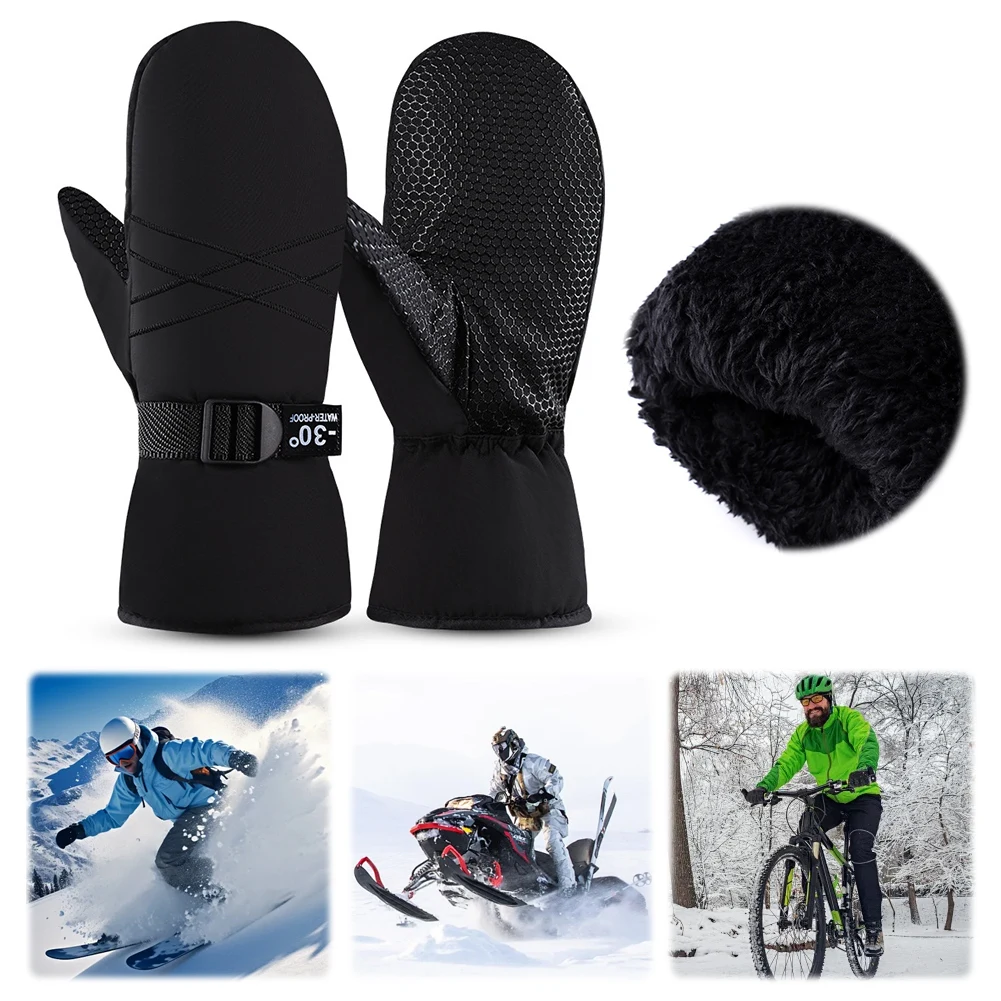Ski Mittens Waterproof Snow Gloves Windproof Winter Gloves Thermal Cycling Gloves Snowboard Gloves for Men and Women