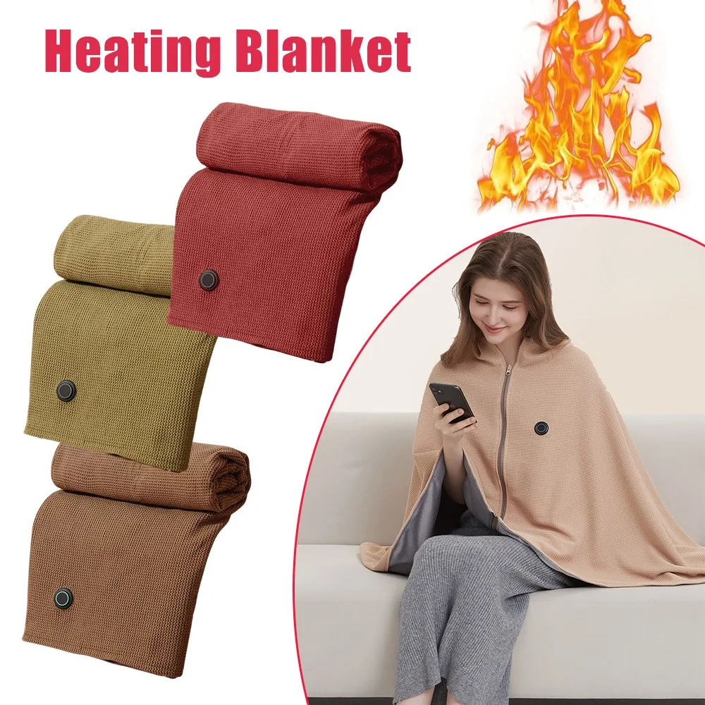 

USB Powered Graphene Electric Heating Blanket Wearable Heated Cape Shawl Fast Heating Throw Office Nap Home Use Single Person
