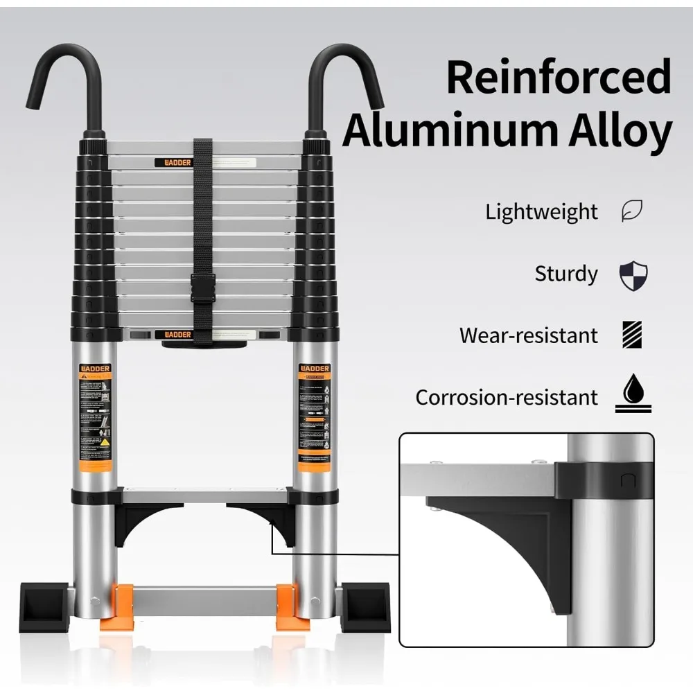 سلم تصغير عالي التحمل مزود بخطاف ثابت وقضيب تثبيت وتمديد بسعة 330 رطلًا واستخدام متعدد الأغراض #5