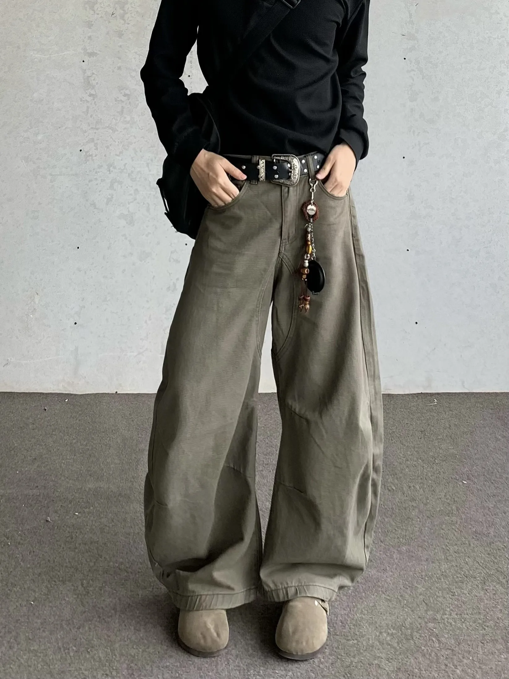 

American Sle Casual Loose Jeans Knife Design Cleanfit Versatile Comfortable Wear Resistant Straight Leg Jeans