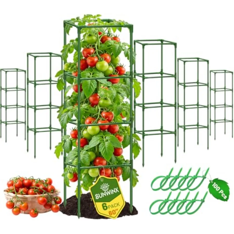 

Pack Square Tomato Cages for Garden, 0 Inch Adjustable Tomato Stakes, Metal Tomato Trellis, Garden Plant Support for Potted Cli