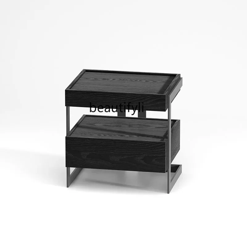 B73 Italian Minimalist Multifunctional Iron Art High-end Bedside Table Simple Bedroom Bedside Drawer Storage Creative