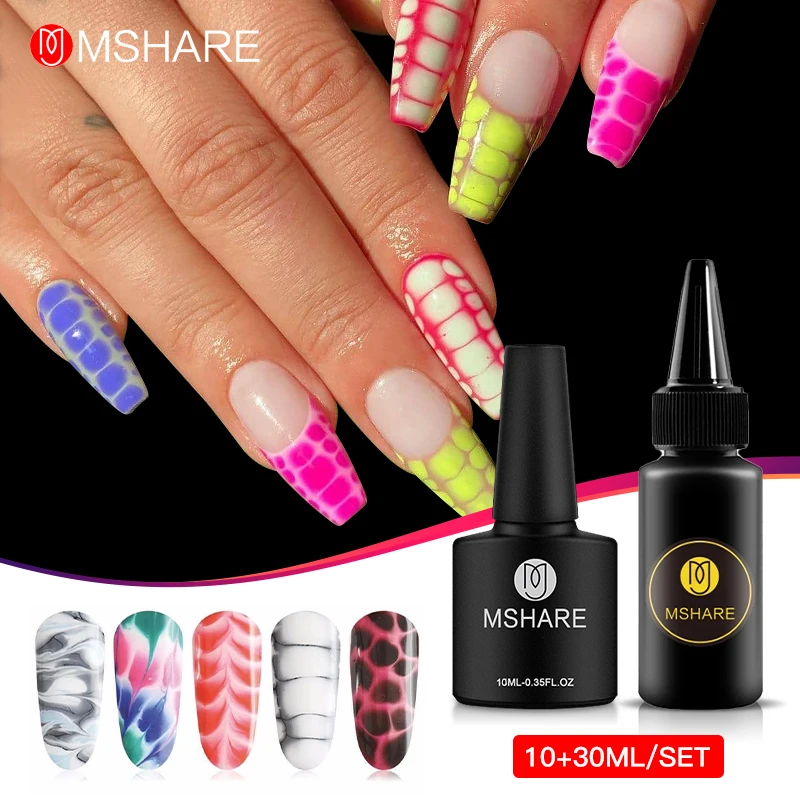 

MSHARE 10+30ML/Set Blooming Gel Blossom Soak Off UV Flower Watercolor Smudge Bubble Smoke Ink Effect Nail Polish Varnish