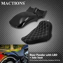 Motorcycle Rear Fender Mudguard Cover With Solo Driver Seat For Harley Softail Breakout Fat Boy FXBR FLFB FXDR 2018-21 2022 2023