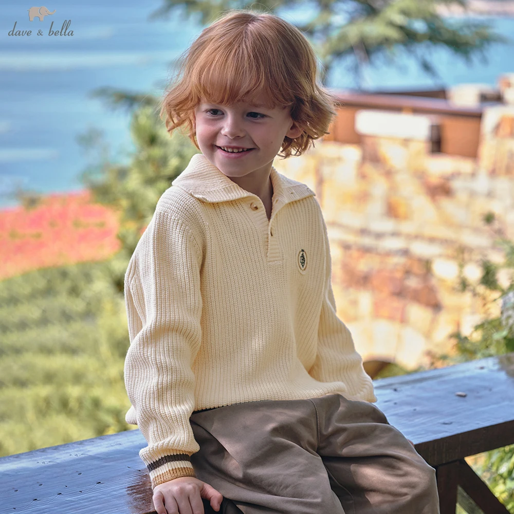 

Dave Bella, осенне-зимний теплый пуловер, свитер на весну, вязаный свитер для мальчиков, детская верхняя одежда, пальто, детская одежда DK4254670