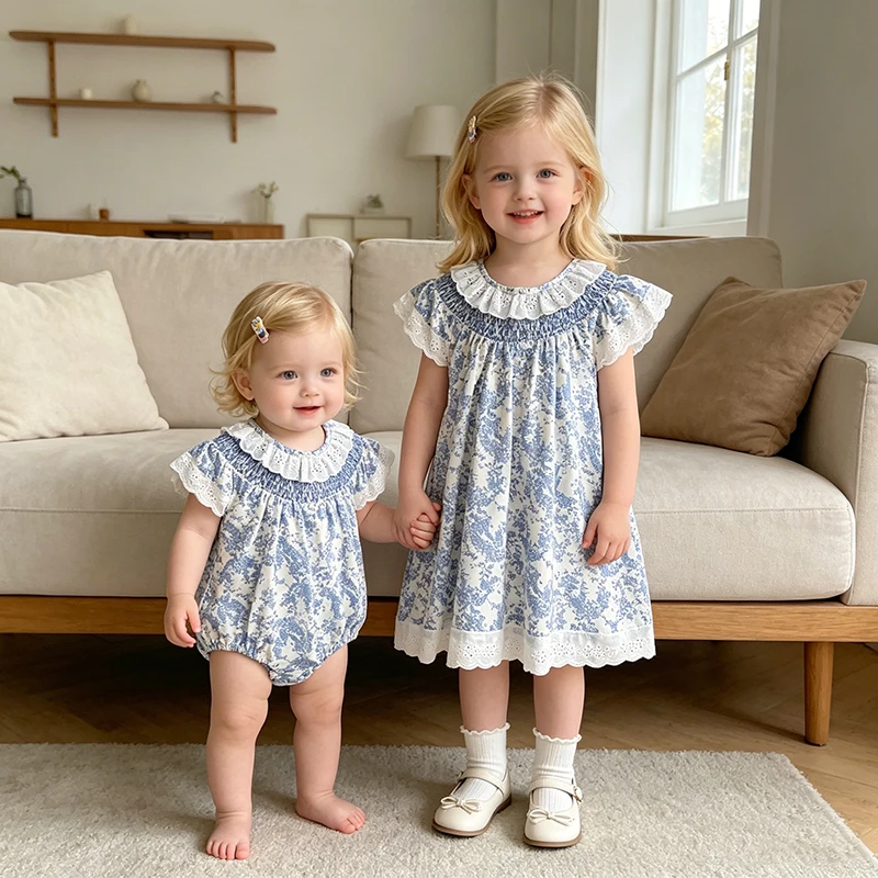 2026 Neuer Sommer Neugeborenen Baby Mädchen Strampler 0-24M Baby Mädchen Flatterärmel Baumwolle Mädchen Blumen Wickel-Baby-Mädchen-Strampler – Detail 19