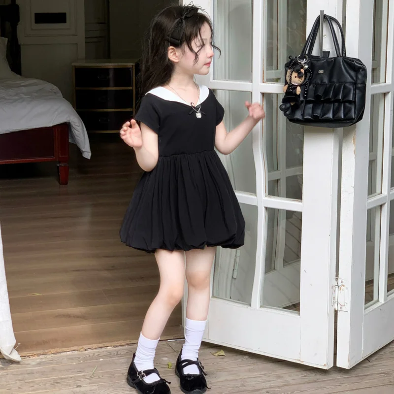 

2026Summer stylish girls' floral dress, short-sleeved baby girl patchwork dress, trendy children's clothing