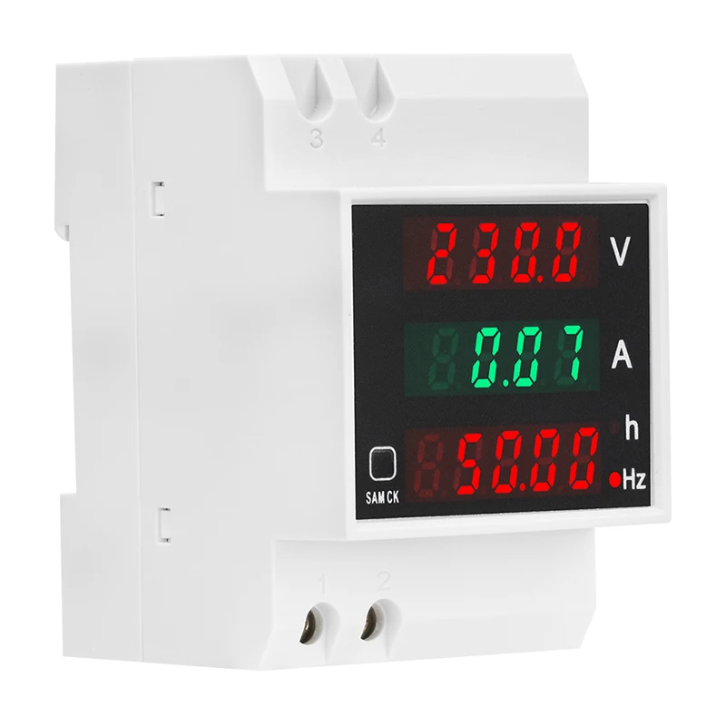 Din Rail LCD Digital Voltmeter Voltage Current Power Wattmeter Electric Energy kWh Meter Frequency Volt Amp Monitor AC 220V 100A