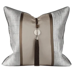 Luxury Patchwork Jacquard Pillow Cover, Arabic Style Cushion Cover with Tassel 45x45cm 30x50cm for Home Sofa Decor