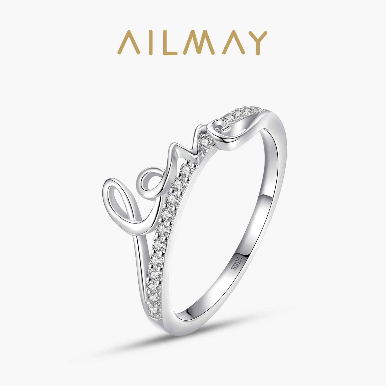 Ailmay Hot Sale Top Quality Real 925 Sterling Clear Zircon Love Romantic For Women Fine Jewelry Valentine's Day GIFT 2021