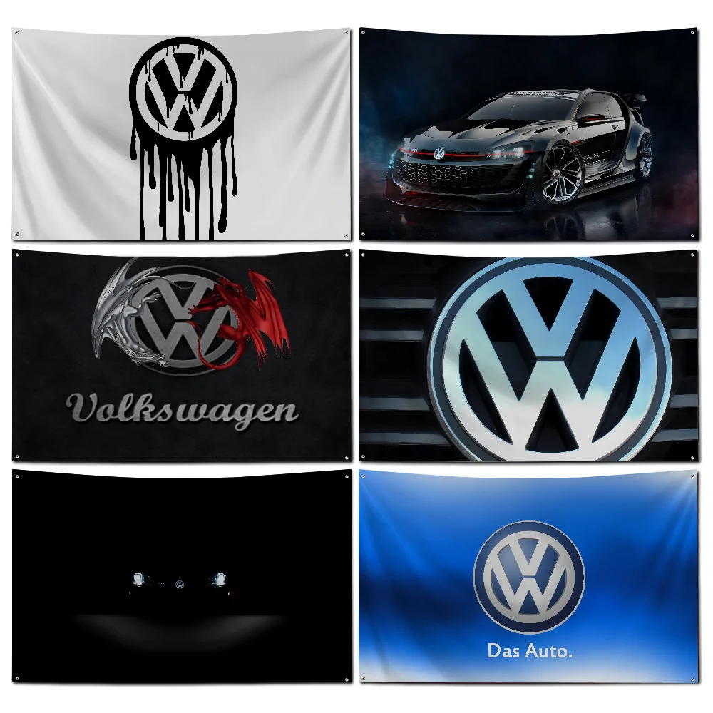 V-Volkswagens Racing  Flag Workshop Flags Room Decor Flag  Outdoor Decorations  Flags for Rooms Four Hole Flag