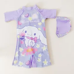 Kawaii Anime Cinnamoroll costumi da bagno cuffia da bagno Cartoon Kuromi Kids Beach Bikini Summer Girls costume da bagno intimo protezione solare Quick Dry