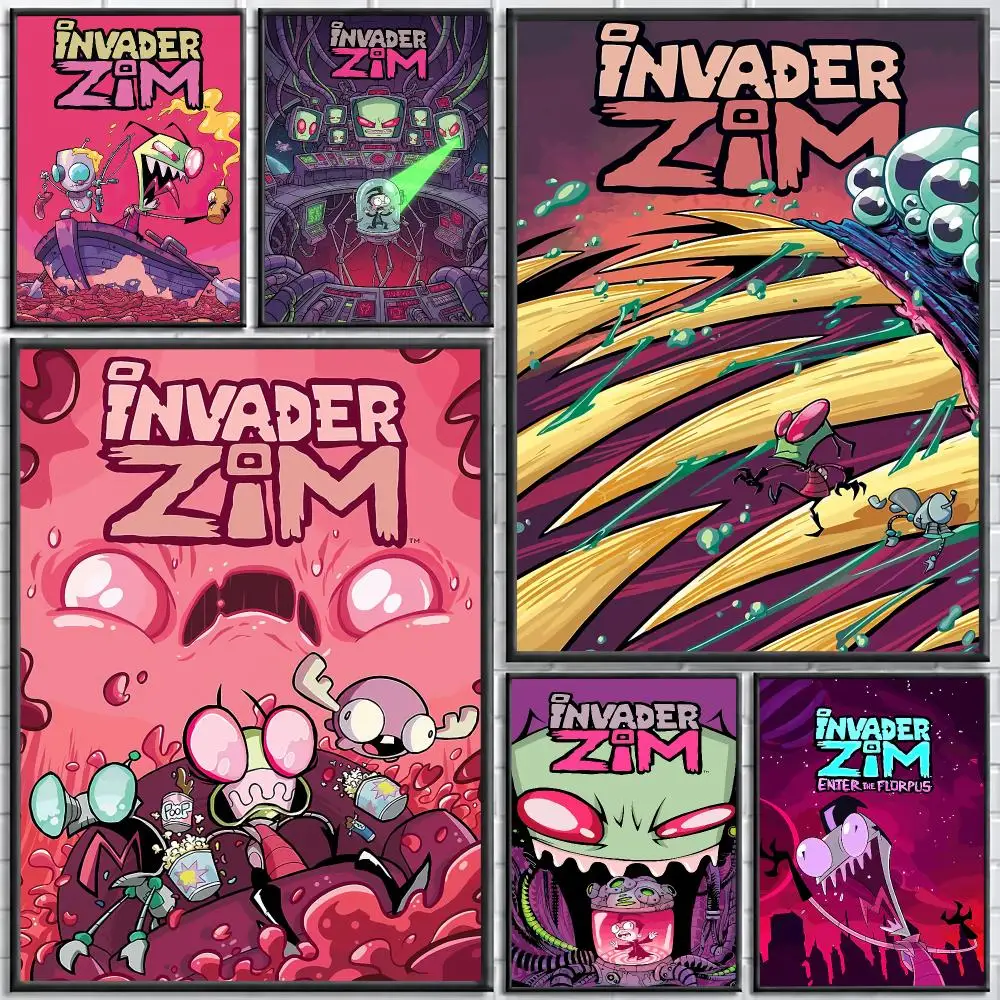 I-Invader Z-Zim Painting Calligraphy Stylish Canvas Poster Wall Art for Bedroom Living Room Study Home Decor Gift