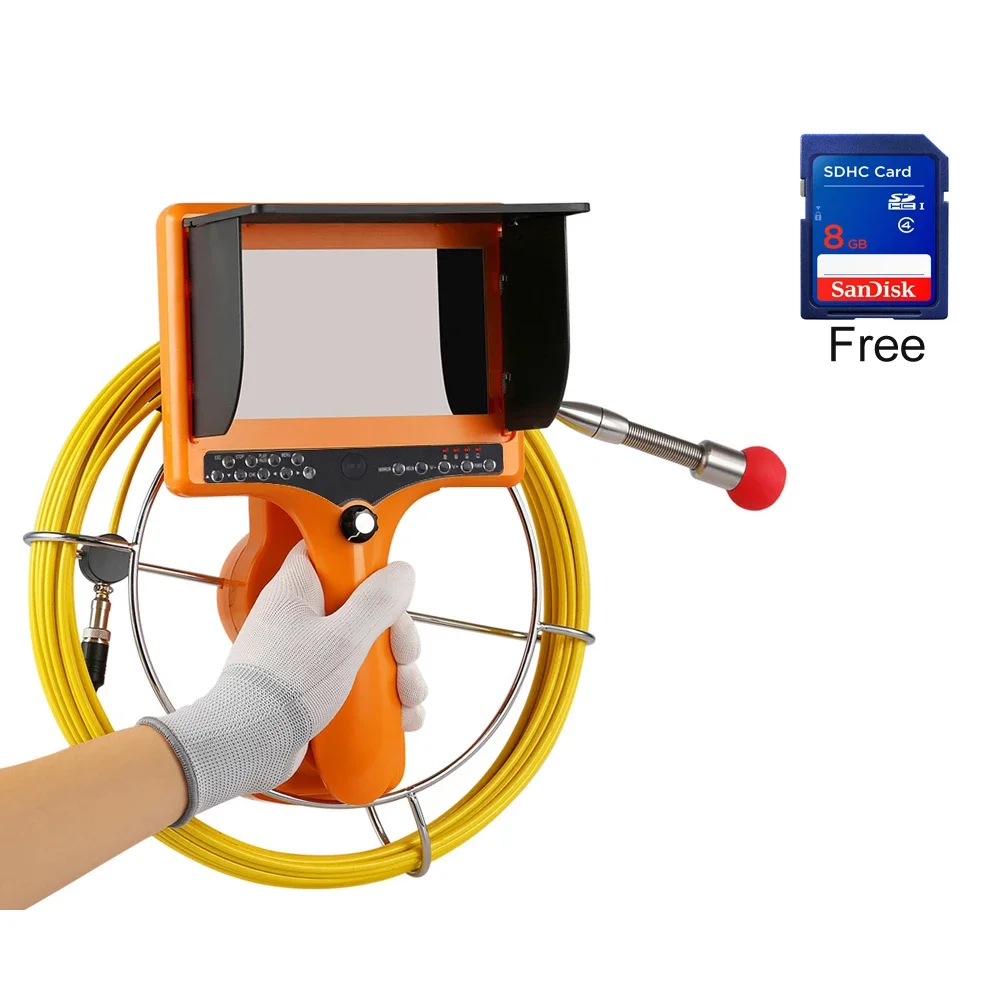 20/30/40 Meter Cable Pipe Endoscope Camera System Hand Held 7