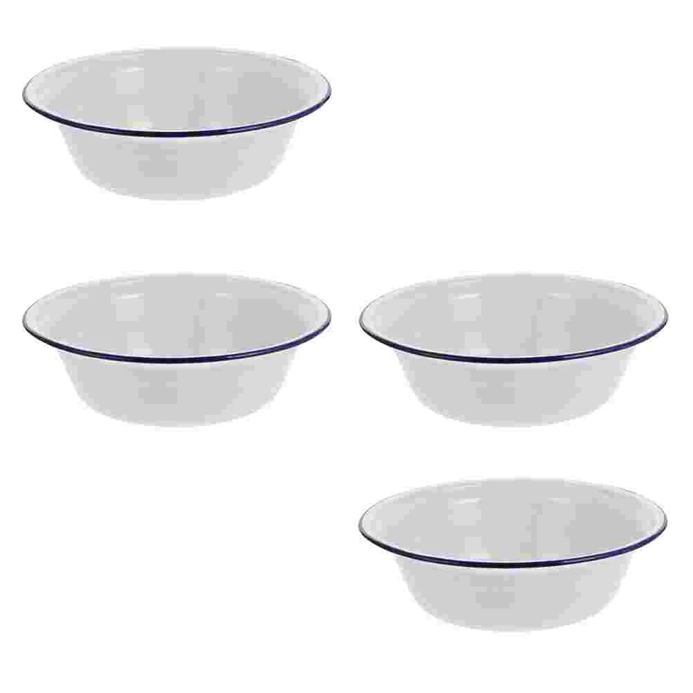 

4 Pcs Enamel Bowl Cup Soup Container Practical Home Enamelware Simple Basin Miss Creative