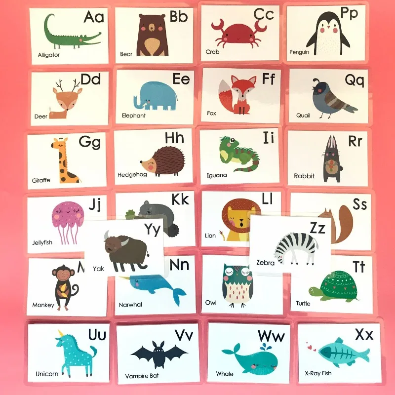 《Color animal alphabet spelling English word learning flash cards》Colorful Animal Alphabet Spelling English Word  Cards