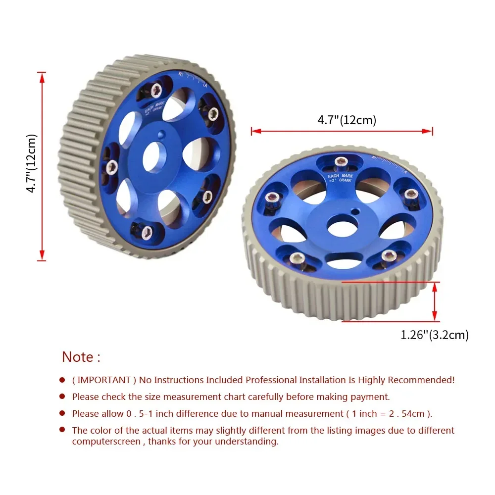 2pcs Aluminum Adjustable Cam Gears Timing Gear Engine Pulley Sprocket Timing Cam Gear Pulley Kit For Toyota Supra 1JZ 2JZ DOHC